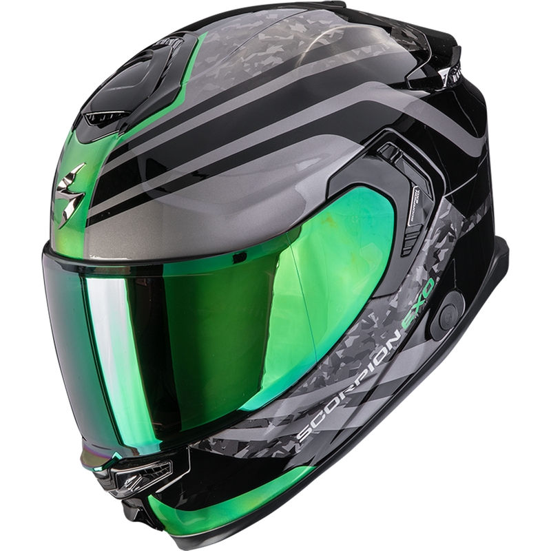 Integreeritud mootorratta kiiver Scorpion EXO-GT SP Air Arten must-roheline