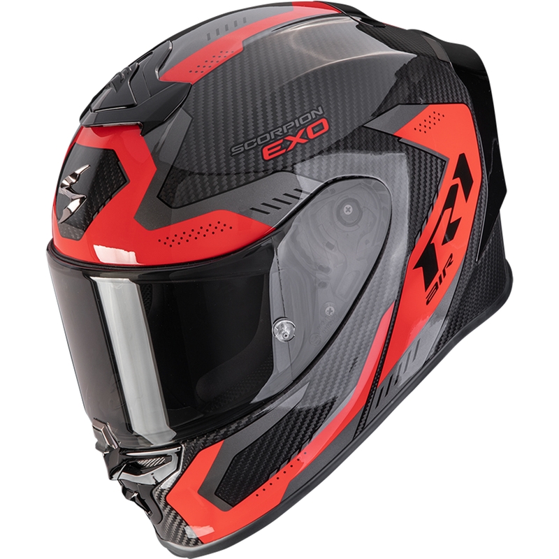 Integreeritud mootorratta kiiver Scorpion EXO-R1 EVO II Carbon Air Propel must-punane
