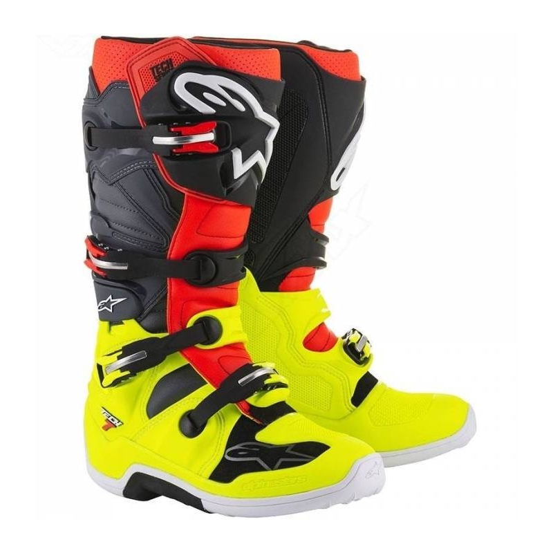 Boty na motorku Alpinestars Tech 7 červeno-fluo žluté