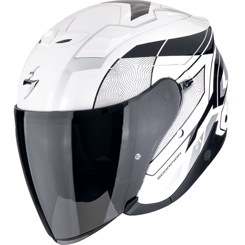 Avatud mootorratta kiiver Scorpion EXO-Z1 VUE valge-must-hõbedane