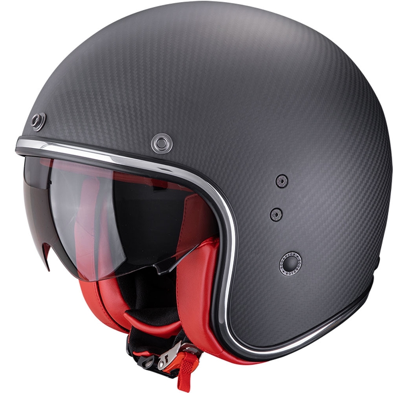 Avatud mootorratta kiiver Scorpion Belfast EVO Carbon Solid Matte Black-Red