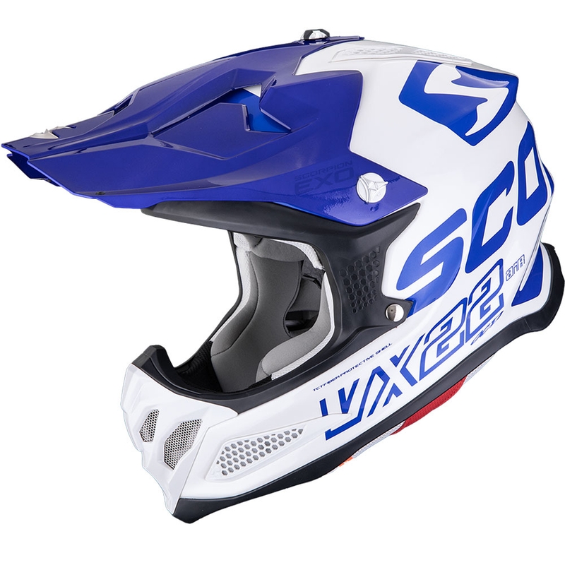 Motokrossi kiiver Scorpion VX-22 Air Updown valge-sinine-sinine