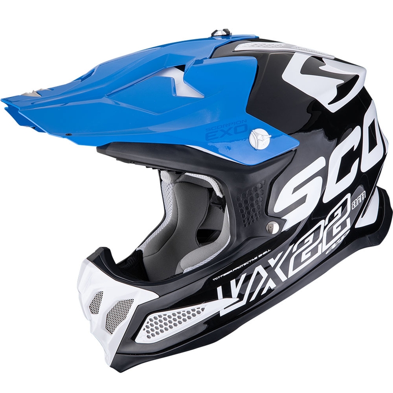 Motokrossikiiver Scorpion VX-22 Air Updown must-valge-sinine