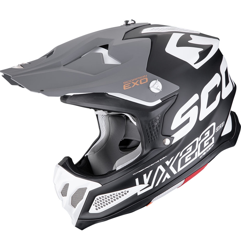 Motokrossikiiver Scorpion VX-22 Air Updown must-valge-hall
