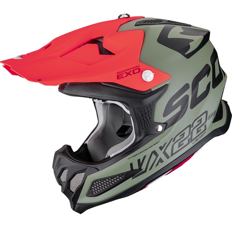 Motokrossikiiver Scorpion VX-22 Air Updown matt roheline-must-punane