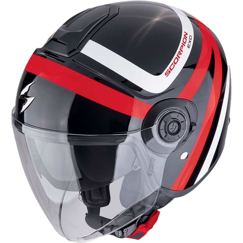 Avatud mootorratta kiiver Scorpion EXO-CITY II RIVA must-punane