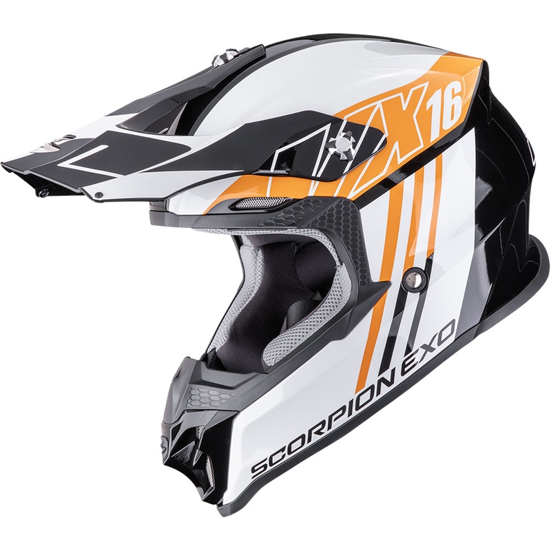 Motokrossikiiver Scorpion VX-16 EVO Air Lignes must-oranž