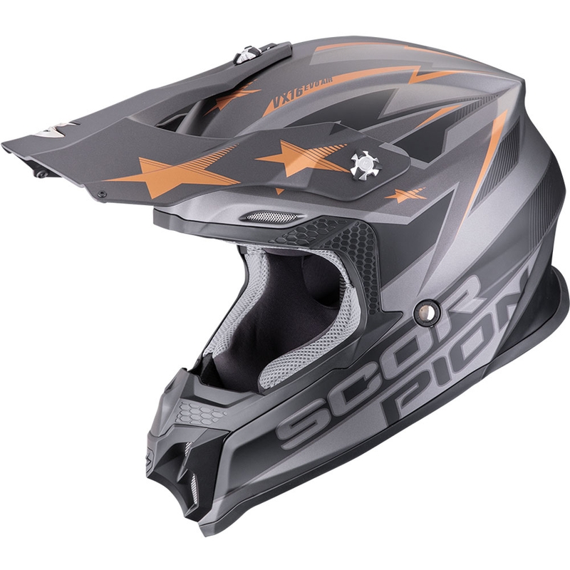 Motokrossikiiver Scorpion VX-16 EVO Air Patriot hõbe-must-kupar