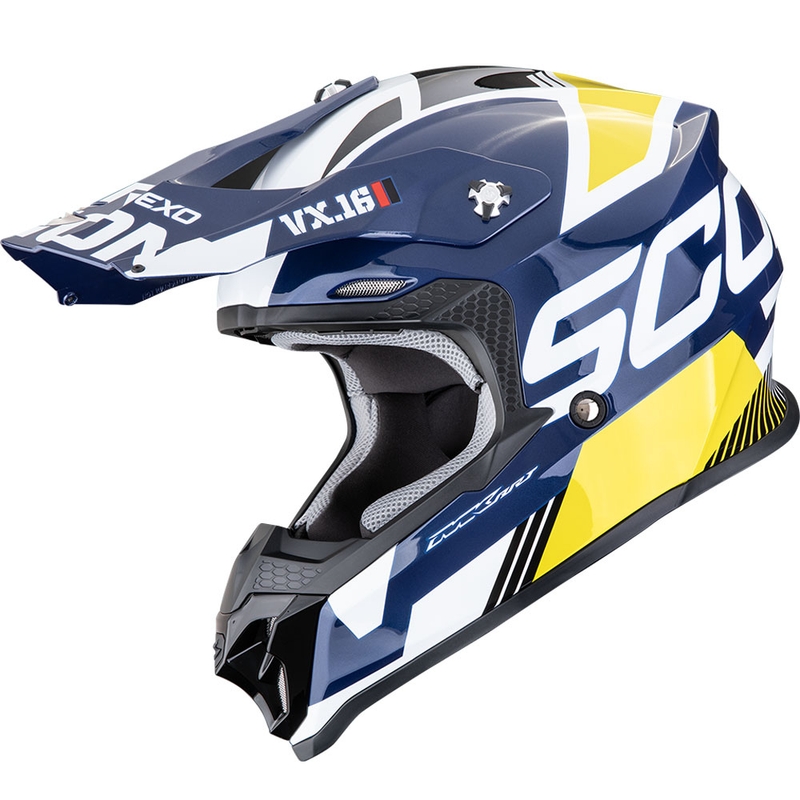 Motokrossikiiver Scorpion VX-16 EVO Air Analog valge-sinine-kollane