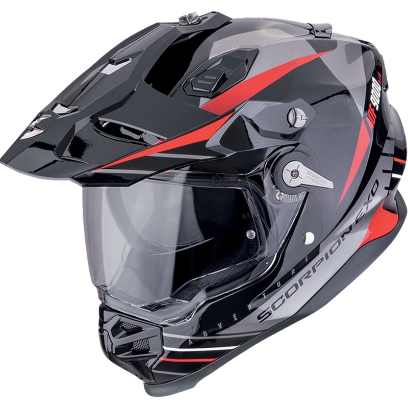 Enduro kiiver Scorpion ADF-9000 Air Feat must-hõbedane-punane