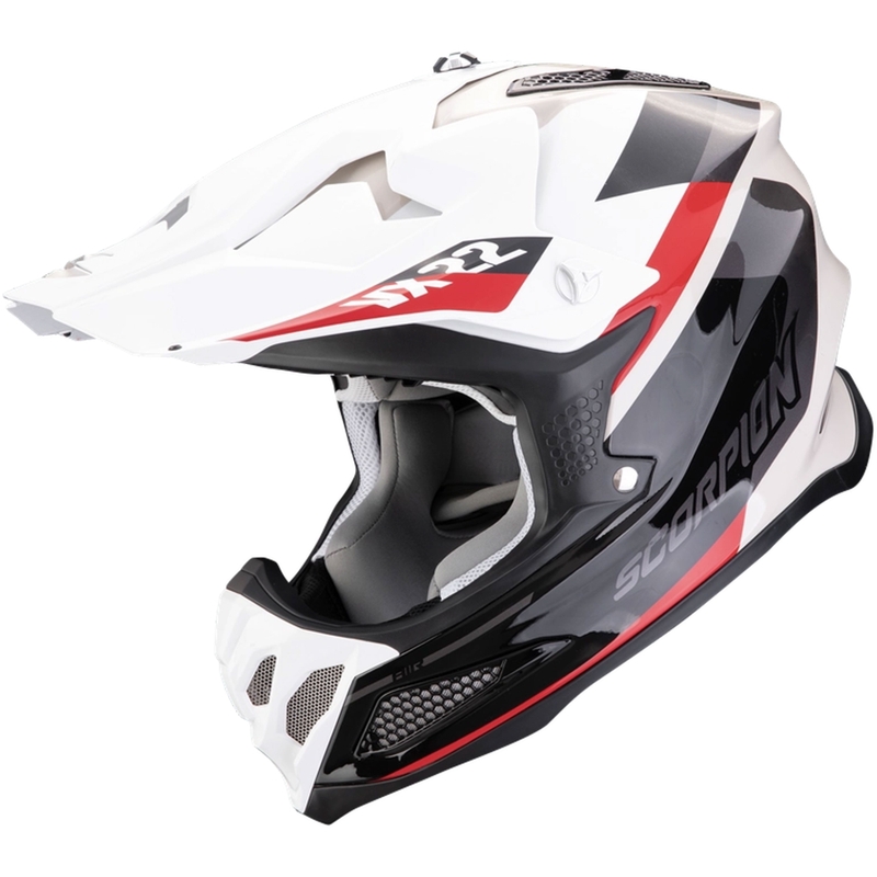 Motokrossi kiiver Scorpion VX-22 Air BETA must-valge-hõbe