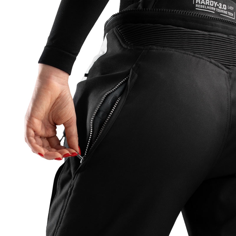 Naiste Rebelhorn Hardy 3.0 mustad ja hallid mootorratta püksid