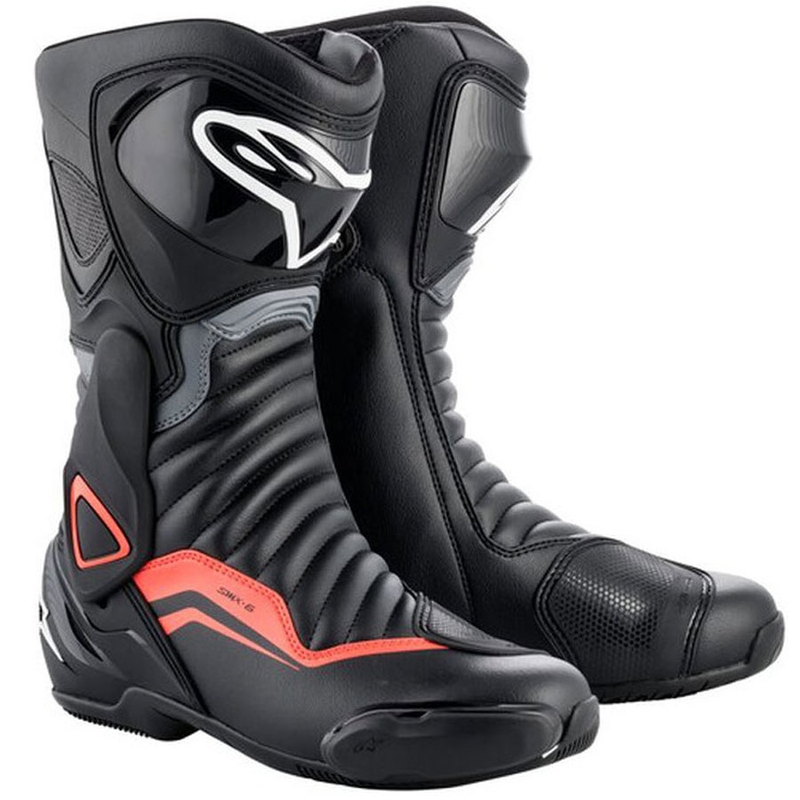 Alpinestars S-MX 6 mustahall-fluo punane mootorratta saapad