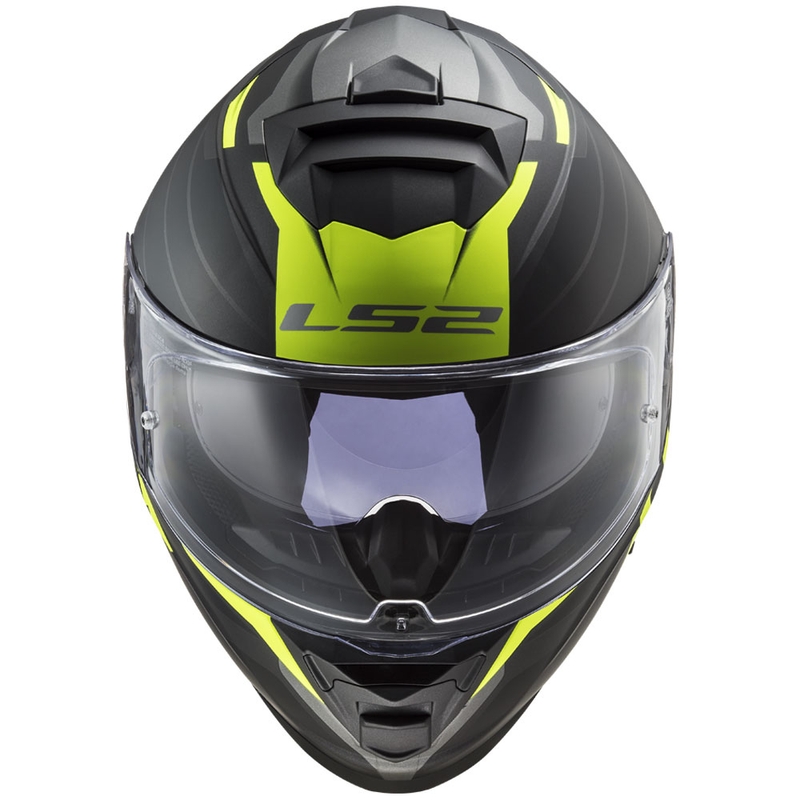 LS2 FF800 Storm II Nerve must-fluo kollane integreeritud mootorratta kiiver