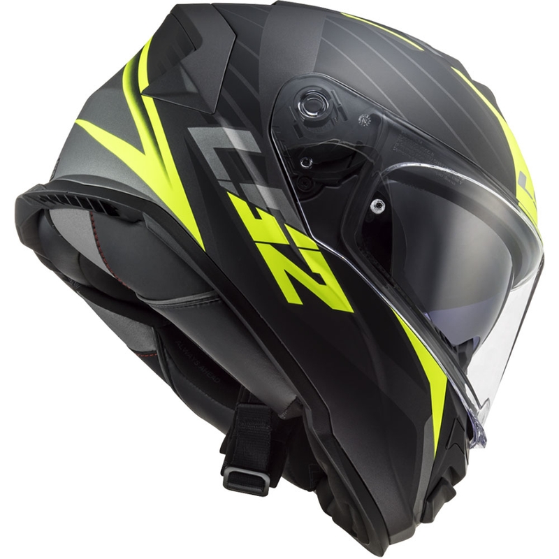 LS2 FF800 Storm II Nerve must-fluo kollane integreeritud mootorratta kiiver