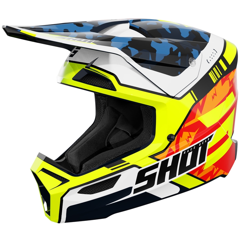 Laste motokrossikiiver Shot Furious Flash läikiv sinine-fluo kollane