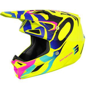 Laste motokrossi kiiver Shot Speed Ghost läikiv fluo kollane
