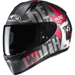 Laste integreeritud mootorratta kiiver HJC C10 Fop MC1SF must-hall-punane