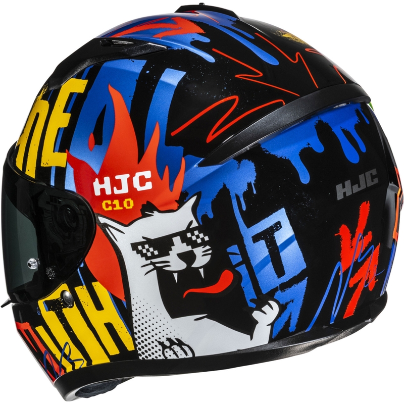 Laste integreeritud mootorratta kiiver HJC C10 Fop MC23 must-sinine-punane