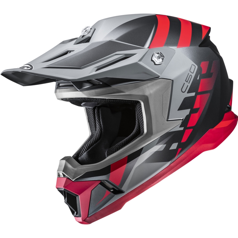 Motokrossikiiver HJC C50 Mirage MC3H must-hall-punane