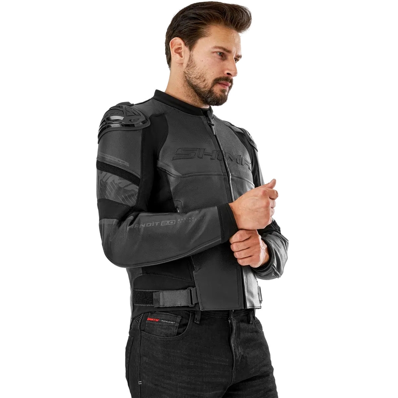 Shima Bandit 2.0 mustast nahast mootorratta jakk