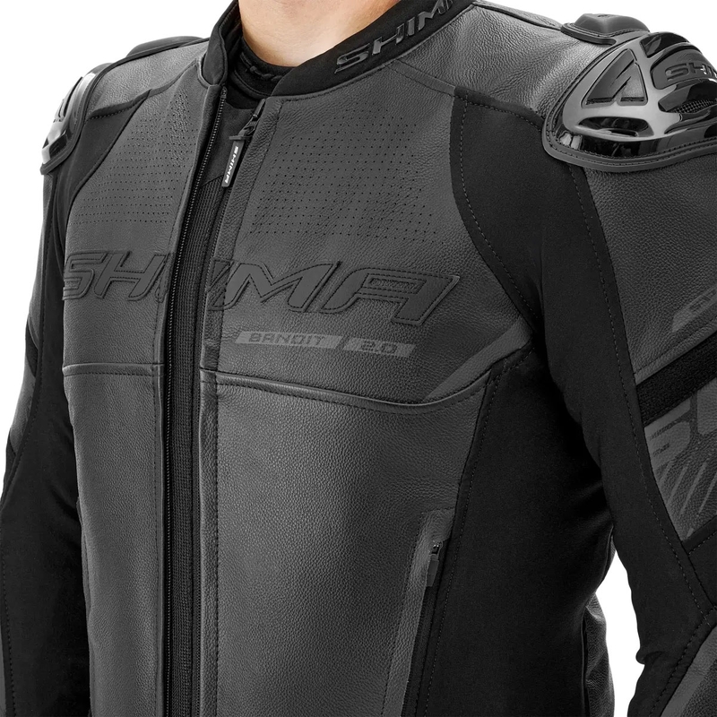 Shima Bandit 2.0 mustast nahast mootorratta jakk