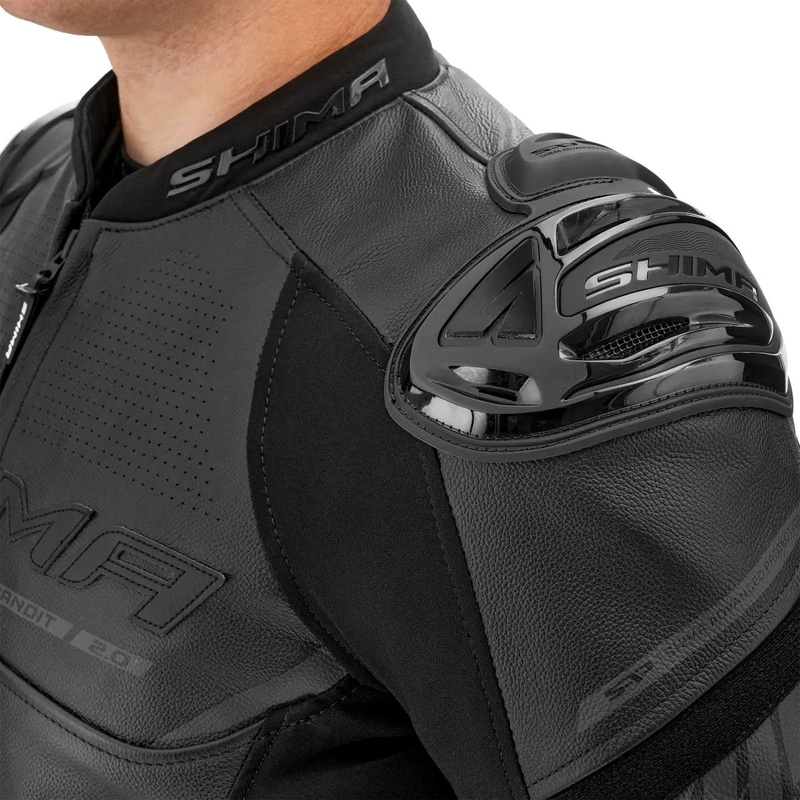 Shima Bandit 2.0 mustast nahast mootorratta jakk
