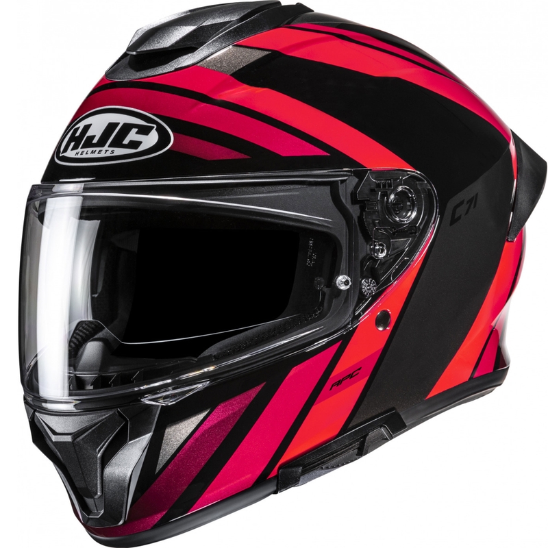 Integreeritud mootorratta kiiver HJC C71 Faber MC1 must-punane