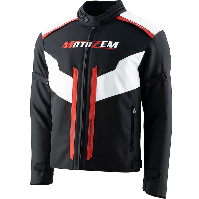 Motozem Team 2 mootorratta jope must-valge