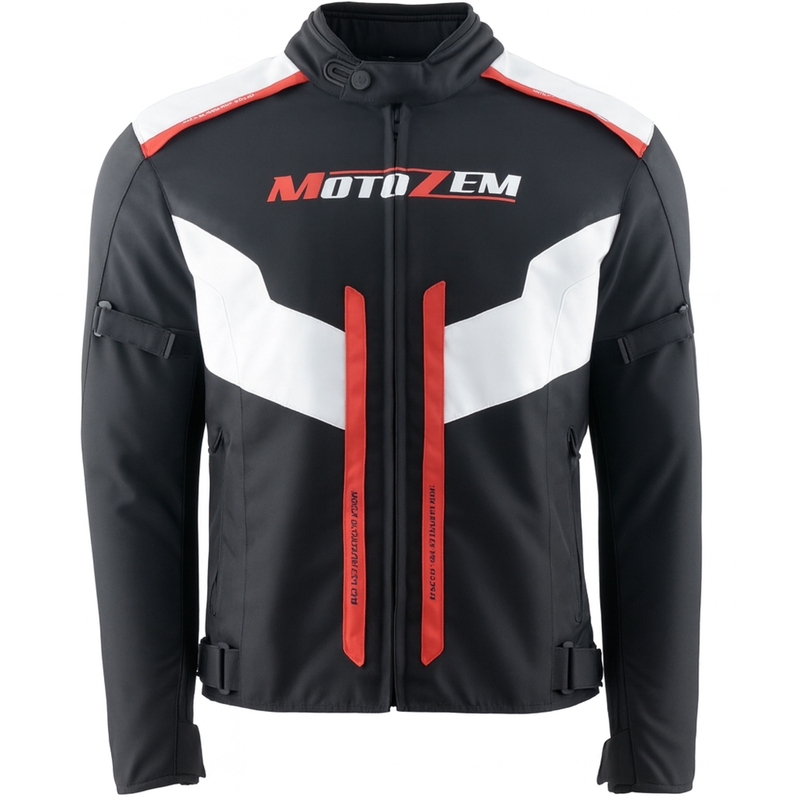 Motozem Team 2 mootorratta jope must-valge