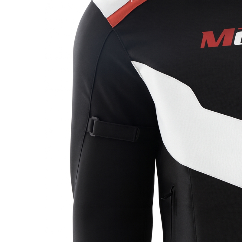 Naiste mootorrattajakk Motozem Team 2 must-valge