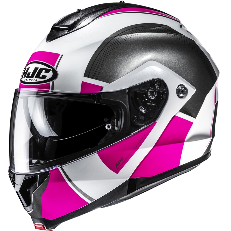 Flip-up mootorratta kiiver HJC C91N Jyn MC8 must-valge-roosa