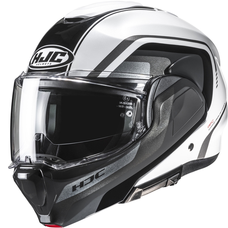 HJC F100 Reff MC1 must-valge kokkupandav mootorratta kiiver
