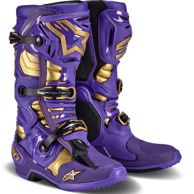 Alpinestars Tech 10 Limited Edition Champ lilla ja kuldne mootorratta saapad