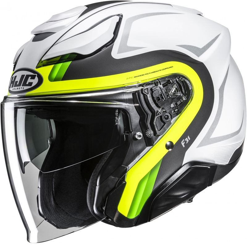 Avatud mootorratta kiiver HJC F31 Bask MC3HSF valge-hall-fluo kollane