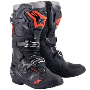 Alpinestars Tech 10 must-fluo punane-hall mootorratta saapad
