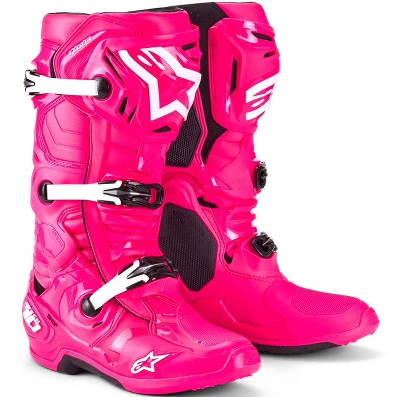 Alpinestars Tech 10 roosa-must-valge mootorratta saapad