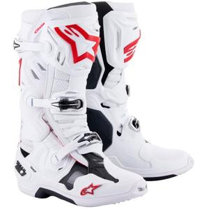 Alpinestars Tech 10 Supervented mootorratta saapad perforeeritud valge, punane ja must