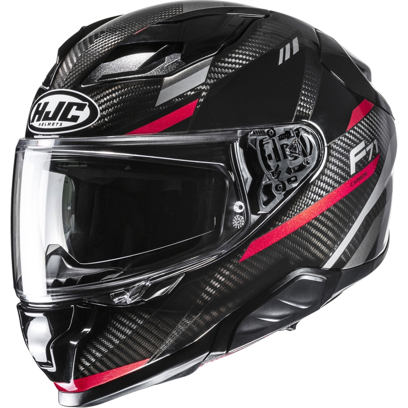 Integreeritud mootorratta kiiver HJC F71 CARBON Esira MC1 must-punane