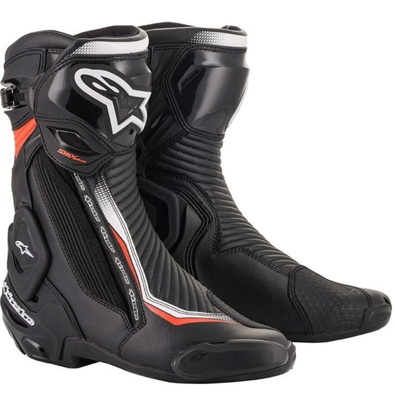Alpinestars SMX Plus 2 must-valge-fluo punane mootorratta saapad
