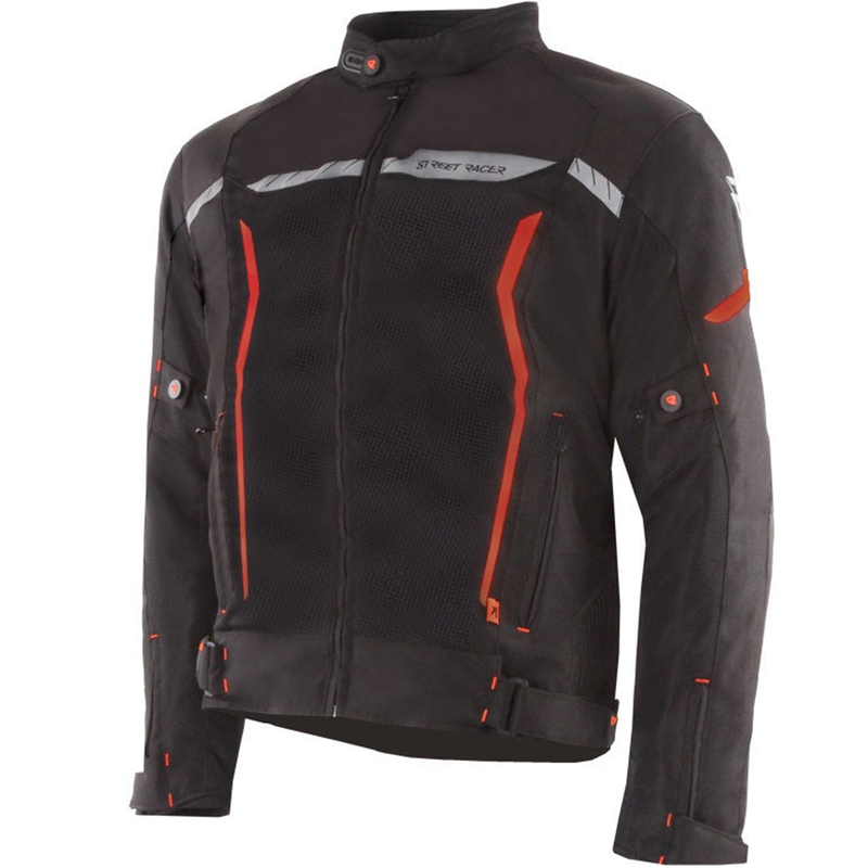 Street Racer Flex Air must/punane mootorratta jope