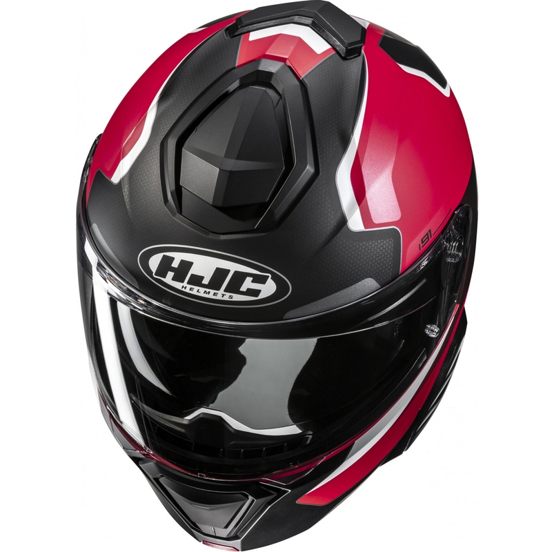 HJC i91 Felio MC1SF flip-up mootorratta kiiver must-punane-valge