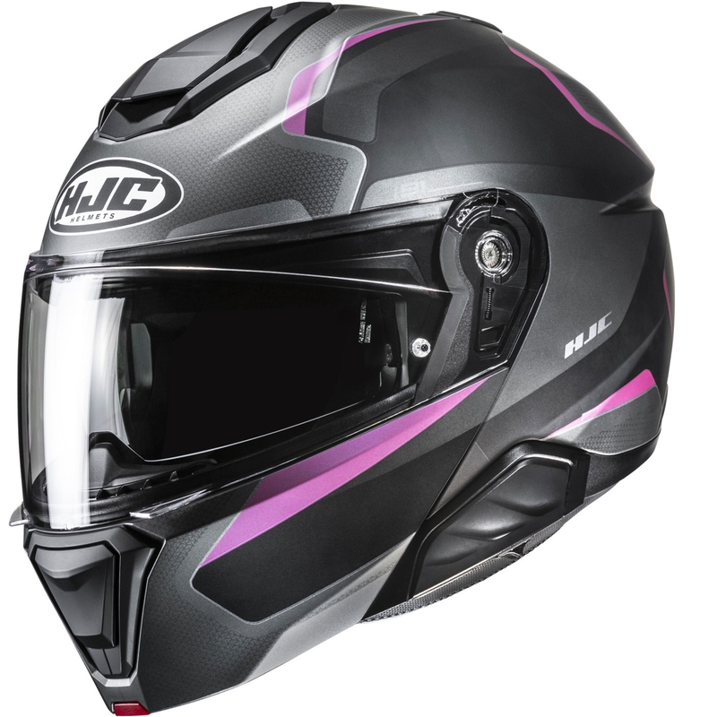 HJC i91 Felio MC8SF flip-up mootorratta kiiver must ja roosa