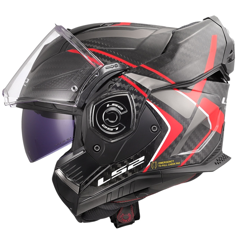 LS2 FF901 Advant X C Future II must ja punane kokkupandav mootorratta kiiver