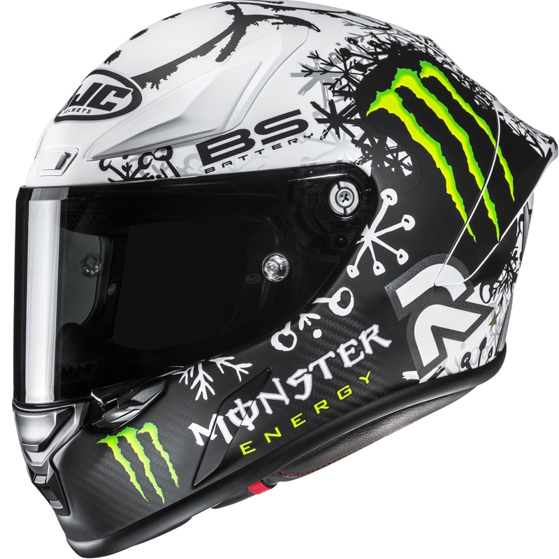 Integreeritud mootorratta kiiver HJC RPHA 1 V2 CARBON Snow Diablo MC10SF must-valge