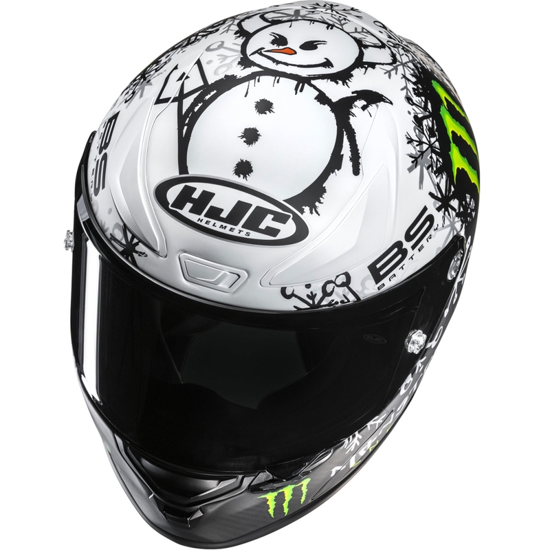 Integreeritud mootorratta kiiver HJC RPHA 1 V2 CARBON Snow Diablo MC10SF must-valge