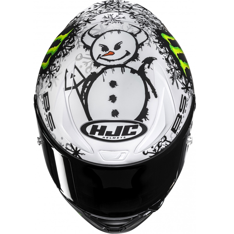 Integreeritud mootorratta kiiver HJC RPHA 1 V2 CARBON Snow Diablo MC10SF must-valge