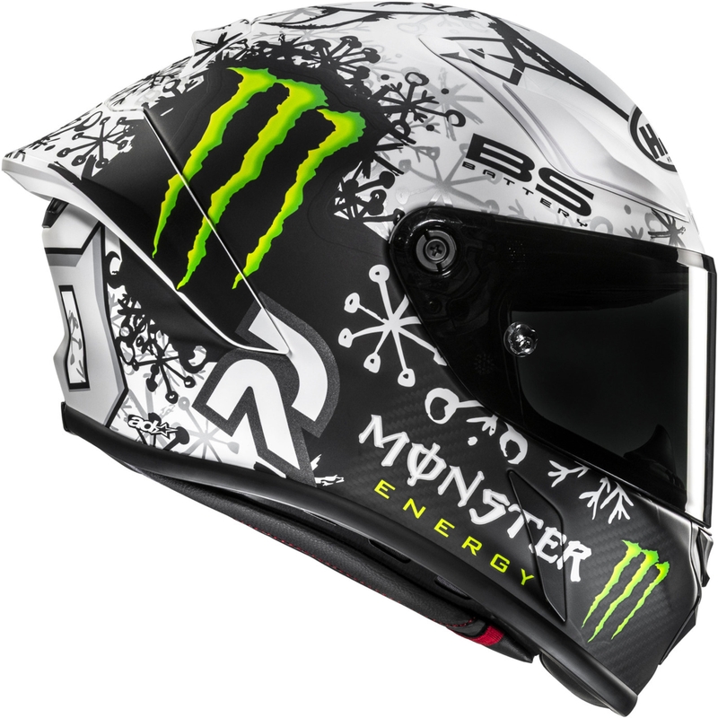 Integreeritud mootorratta kiiver HJC RPHA 1 V2 CARBON Snow Diablo MC10SF must-valge