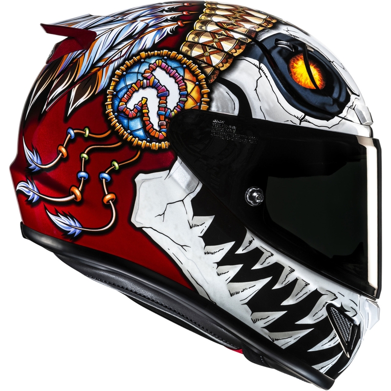 Integreeritud mootorratta kiiver HJC RPHA 12 Skully MC1 valge-punane