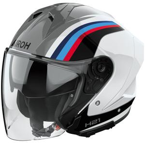 Avatud mootorratta kiiver Airoh H21 Arrow läikiv hall ja valge